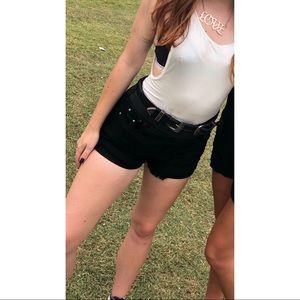 Black Distressed Jean Shorts